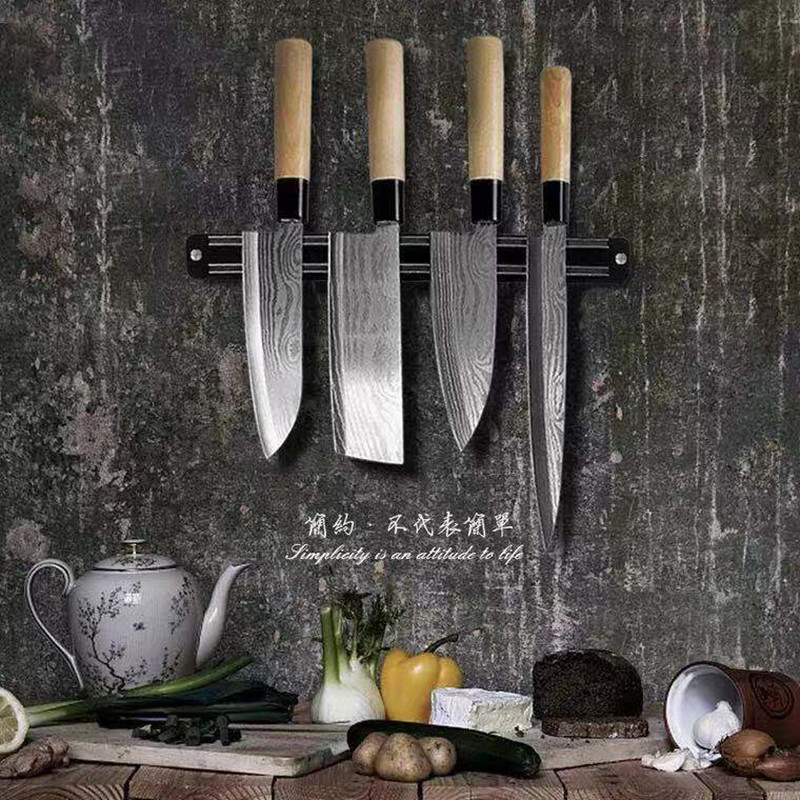 Stylish wooden knife holder designed for storing and displaying kitchen knives securely