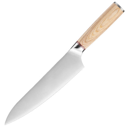 An 8-inch cutting knife with a stainless steel blade and a wooden handle. Blade length: 20.5 cm, handle length: 13 cm.