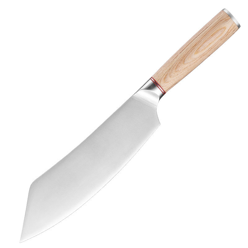 An 8-inch ox knife with a stainless steel blade and a wooden handle. Blade length: 20.5 cm, handle length: 13 cm.