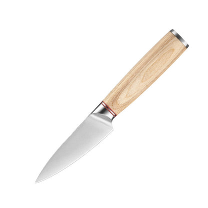 A 3.5-inch fruit knife with a stainless steel blade and a wooden handle. Blade length: 9 cm, handle length: 13 cm.