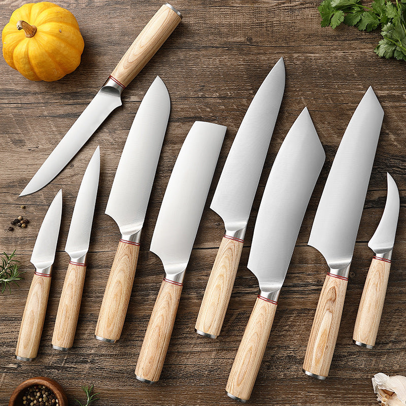 Stainless Steel Chef Sande Cutting Meat Fruit Series 9-piece Kitchen Knife Set - Artistic Knives