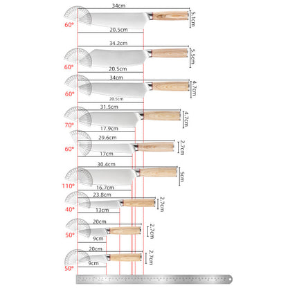 Stainless Steel Chef Sande Cutting Meat Fruit Series 9-piece Kitchen Knife Set - Artistic Knives