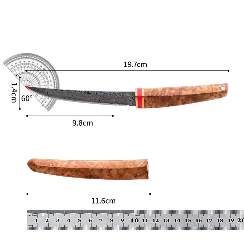 Crescent Samurai Sword with sheath, showcasing Damascus steel blade and 197 cm handle.