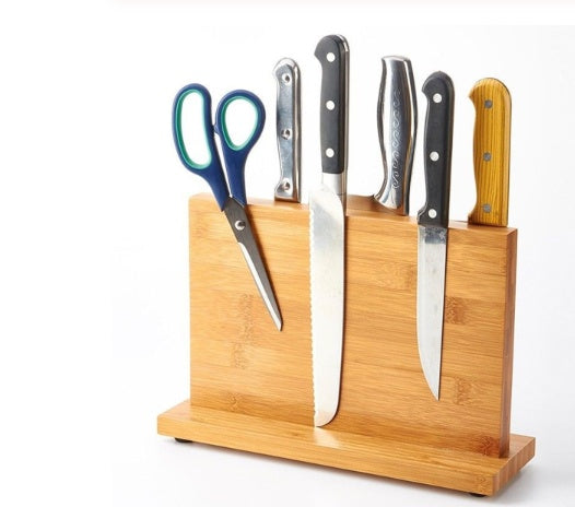 Artistic Knives bamboo magnetic knife holder with separate compartments for raw and cooked food storage